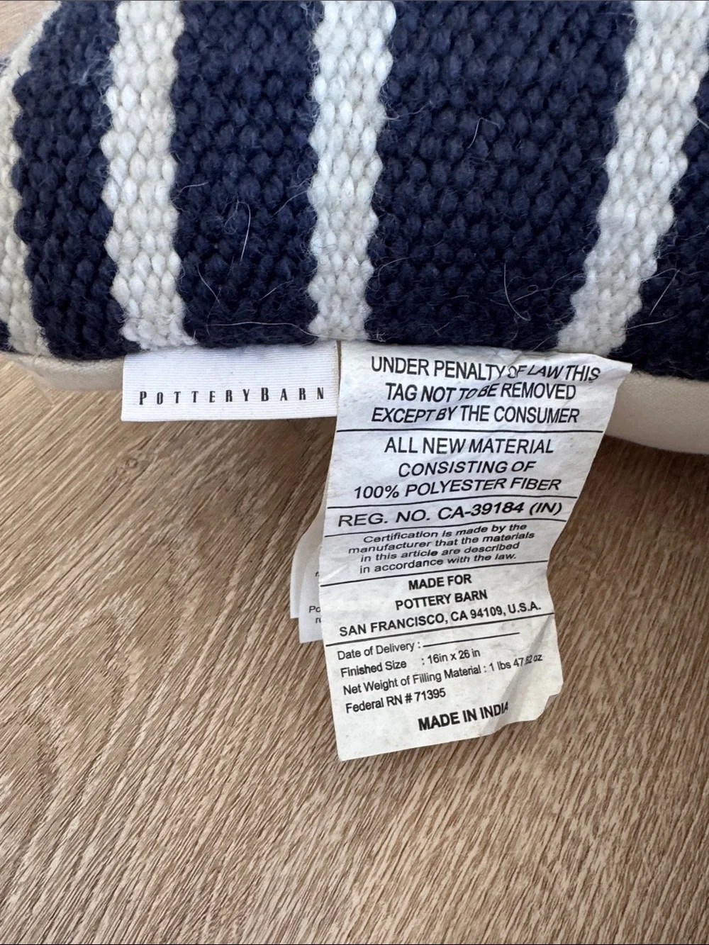 Set of 2 Pottery Barn Classic Striped Handwoven Indoor/Outdoor Lumbar Pillows